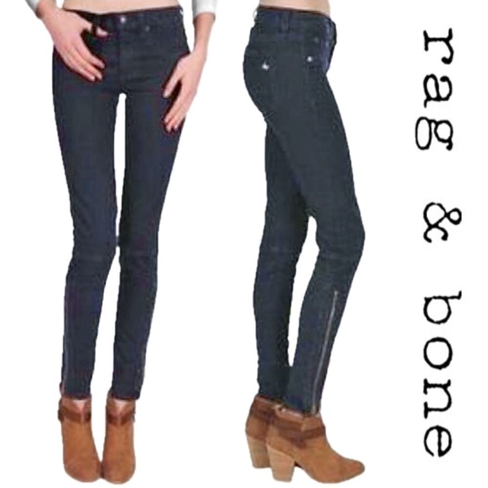 Rag & Bone Skinny Ankle Zip Moto Jeans